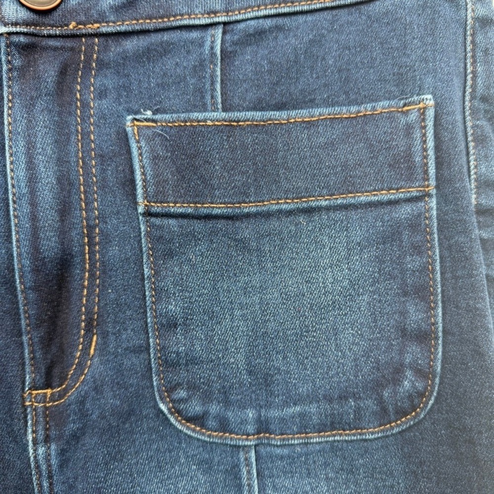 LC Lauren Conrad Wide Leg Jeans High Rise Patch Pocket Denim Blue Size 14 - Picture 5 of 10